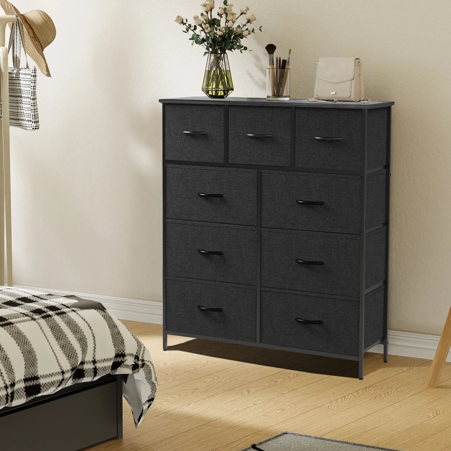 JHK Modern Fabric Drawer Dresser with Bedroom Storage