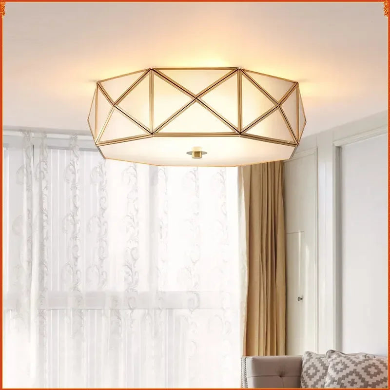 Enerlord LED Ceiling Light Real Brass Frosted Glass Foyer Lamp