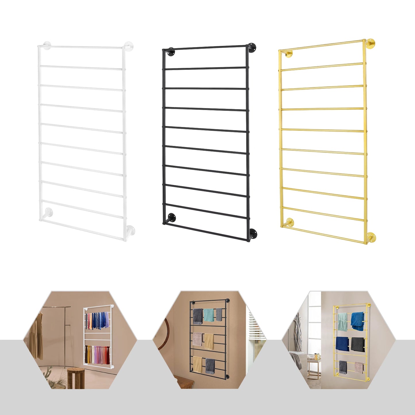 Wall-Mounted Scarf Rack With Detachable Crossbar For Space Saving