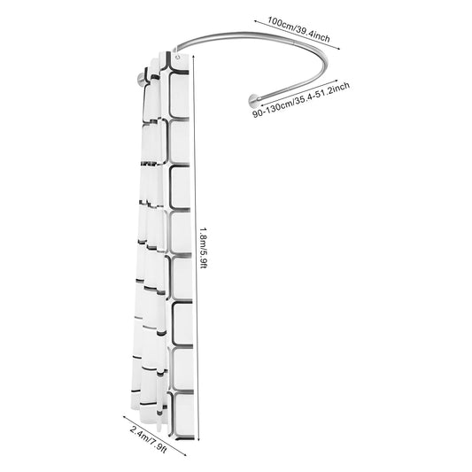 Stainless Steel U-Shaped Curved Shower Curtain Rod Set