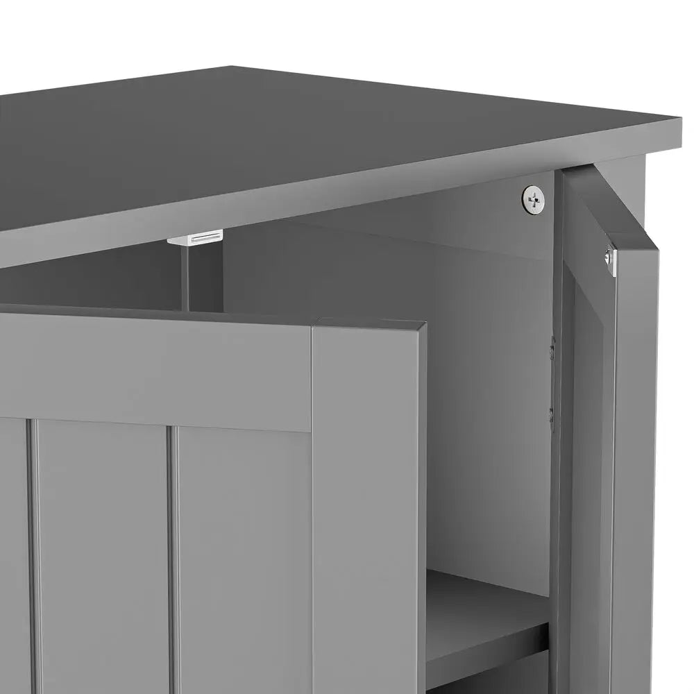 Bathroom Floor Cabinet Solid Wood 3 Shelves Free Standing