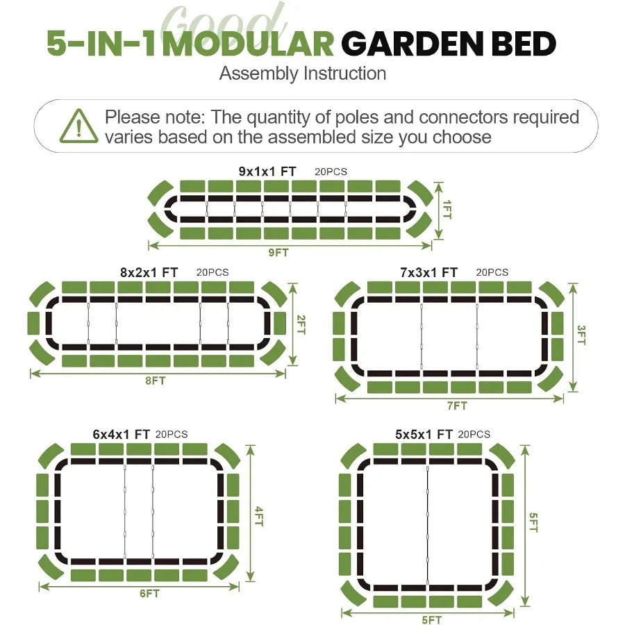 Raised Garden Bed Kit 5-in-1 Modular System Configurations