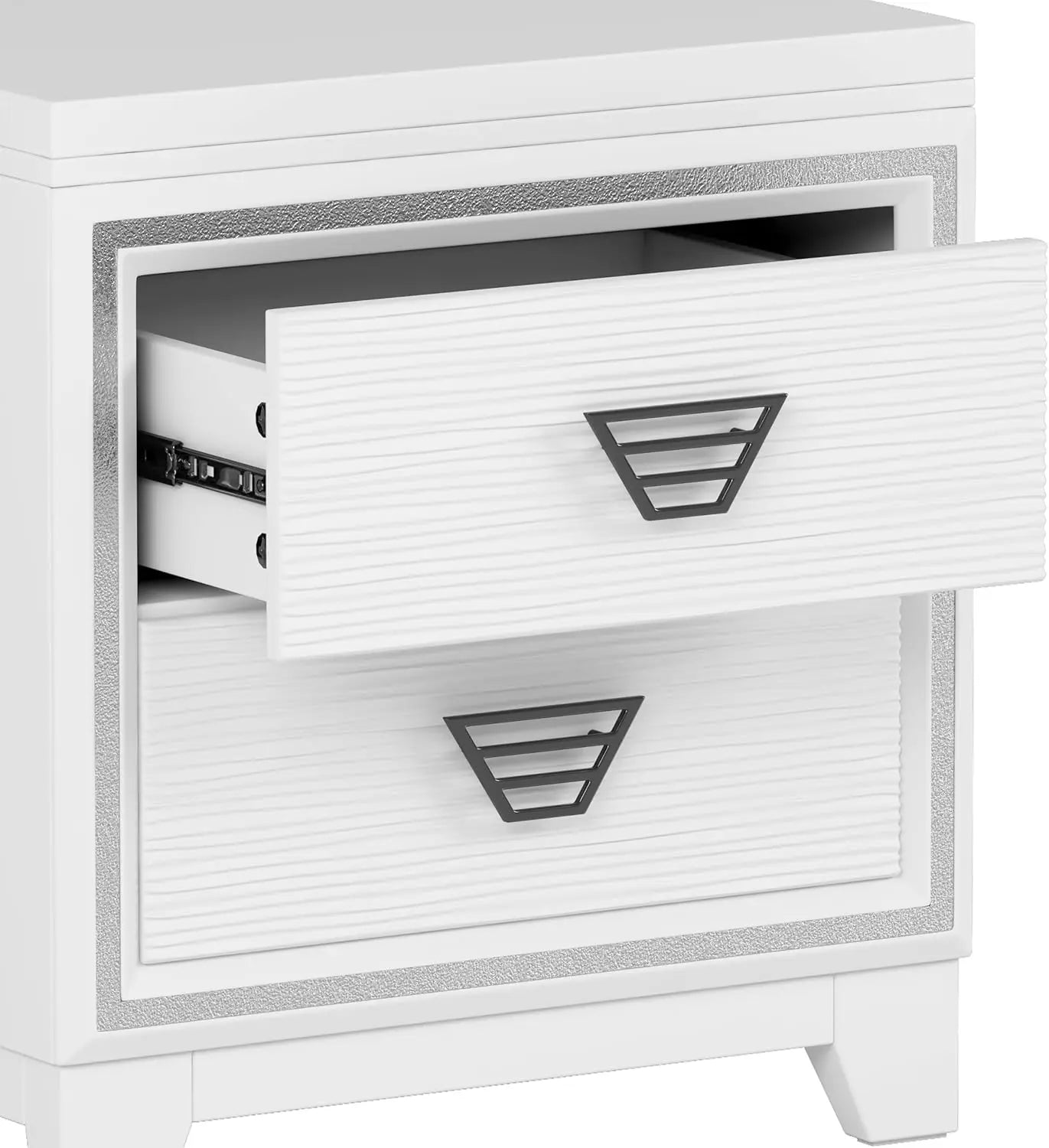 XMSJ Upholstered Bed Set With Led Lights And Nightstands