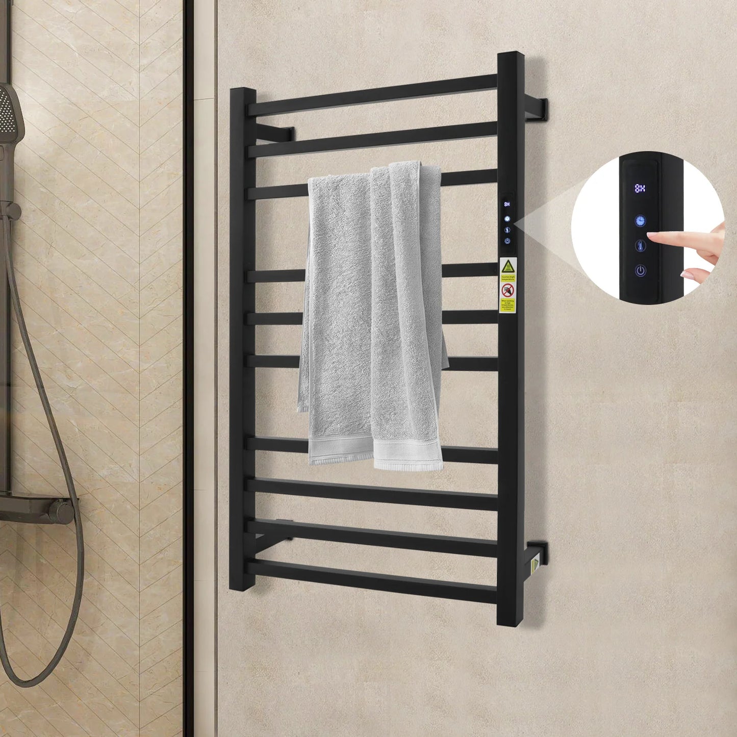 Towel Warmer Rack Stainless Steel Wall Mounted with Timer
