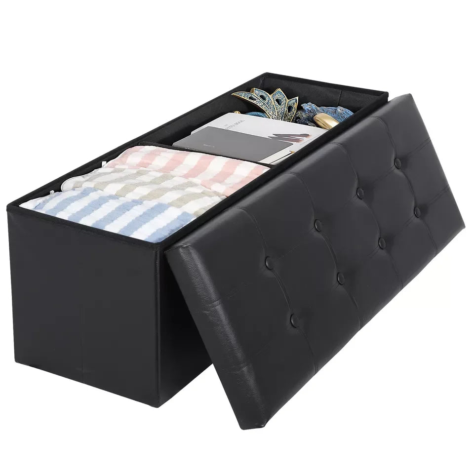 Storage Ottoman Bench Soft Upholstered Foot Rest For Living Room