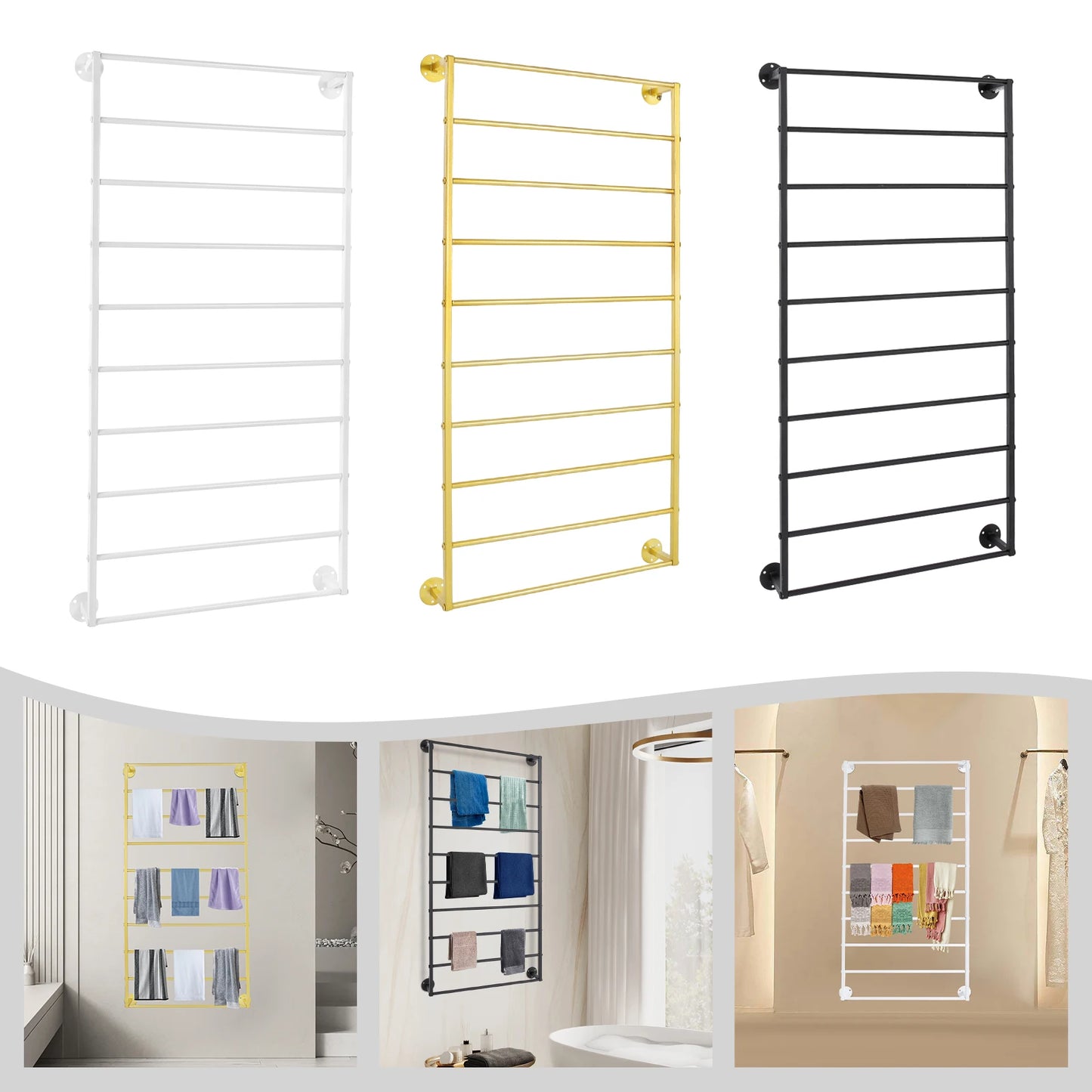 Wall-Mounted Scarf Rack With Detachable Crossbar For Space Saving