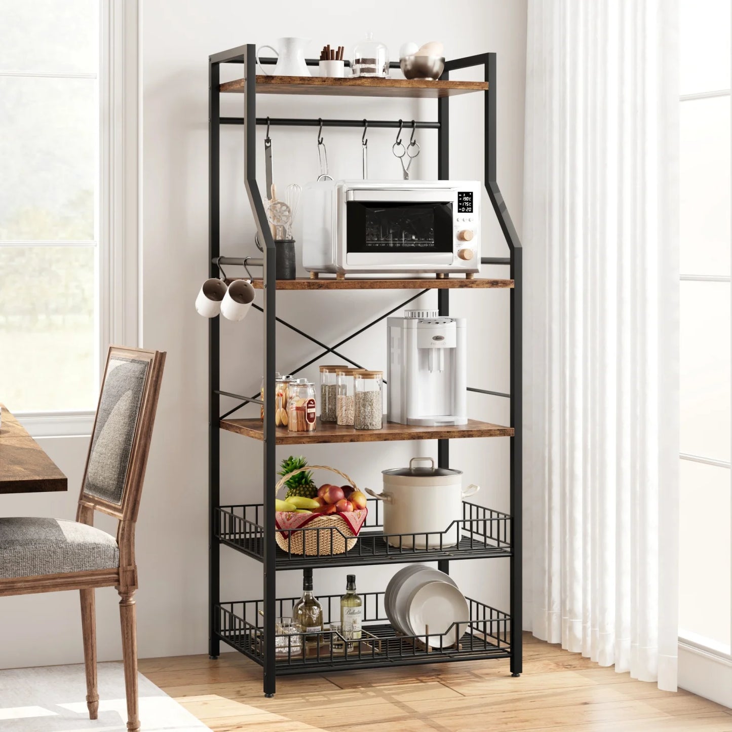 HiMISS Baker's Rack Industrial Microwave Stand Kitchen Storage