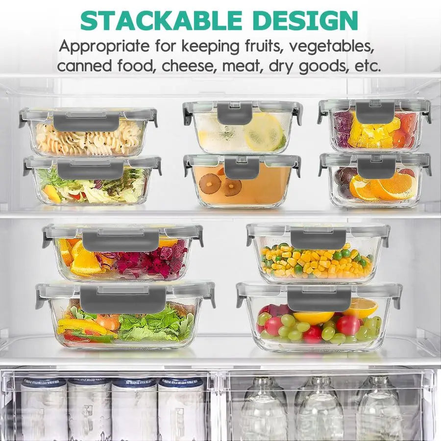 Glass Food Storage Containers With Airtight Lids Set