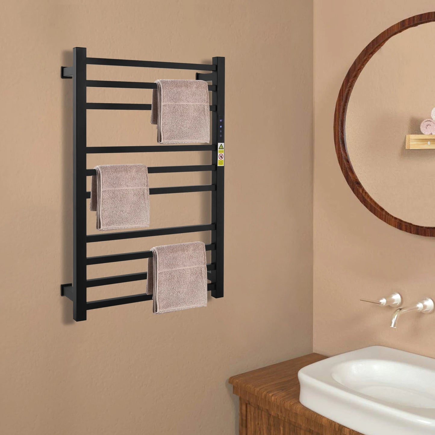 Towel Warmer Rack Stainless Steel Wall Mounted with Timer