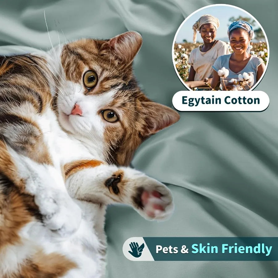 Bed Sheets Set 1200 Thread Count Cotton DeepPocket