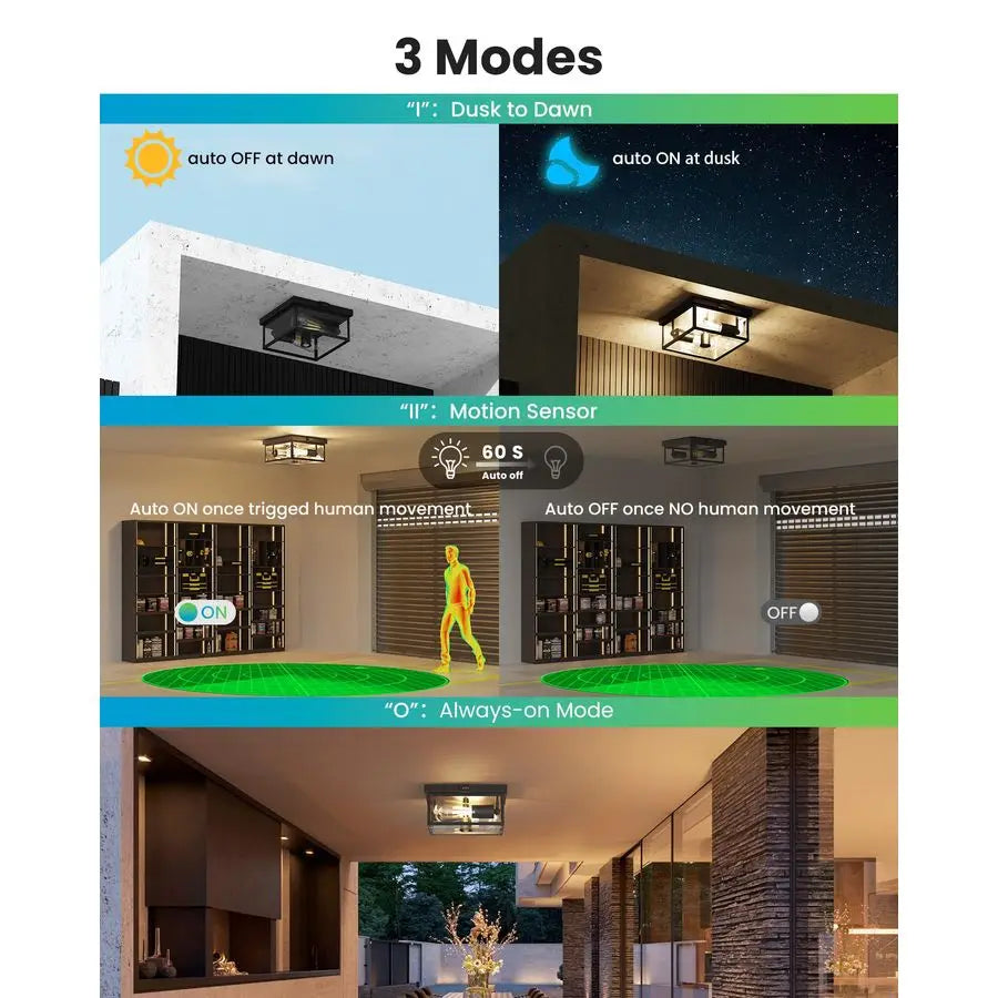 Ceiling Light Motion Sensor Flush Mount Exterior Fixture