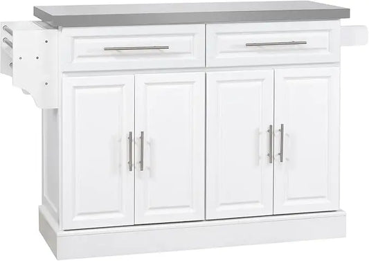Rolling Kitchen Island Cart With Stainless Steel Top