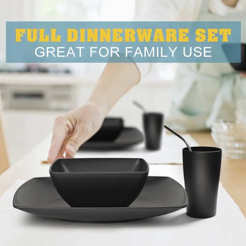 Dinnerware Set Unbreakable Wheat Straw Square Plates