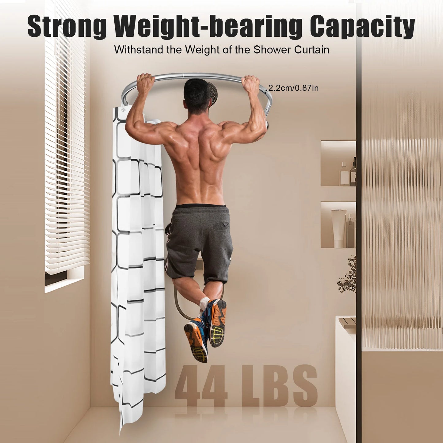 Stainless Steel U-Shaped Curved Shower Curtain Rod Set