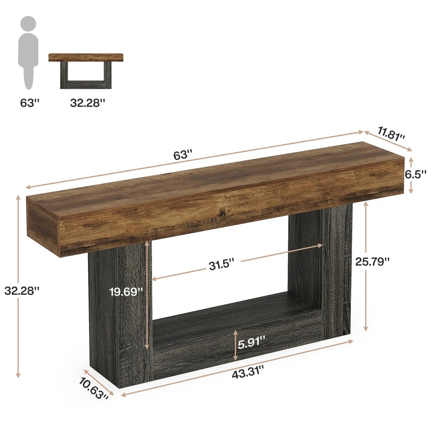 Tribesigns Console Table Farmhouse-Style Entryway Table