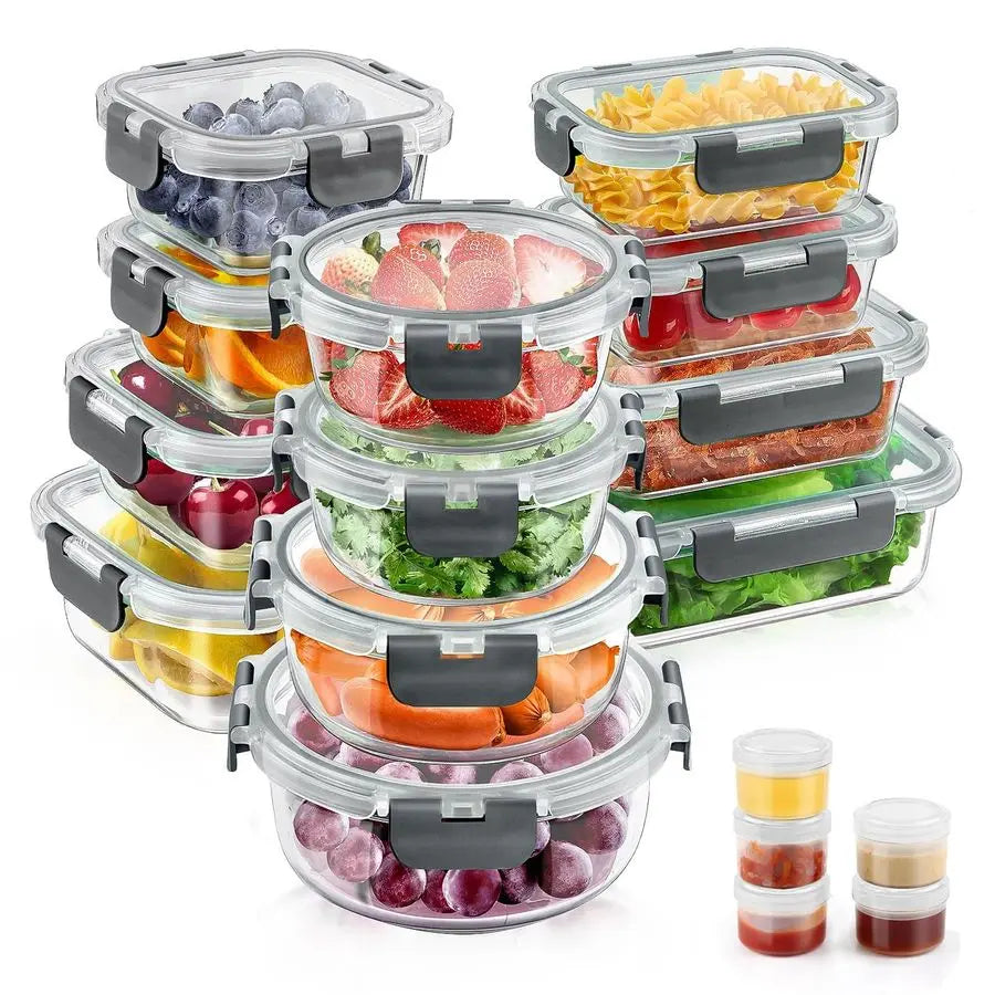 Glass Food Storage Containers With Airtight Lids Set