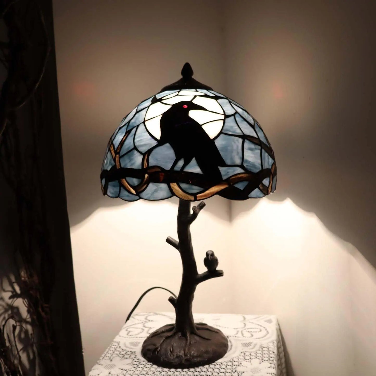 Table Lamp Stained Glass Home Decor Accent Light Modern