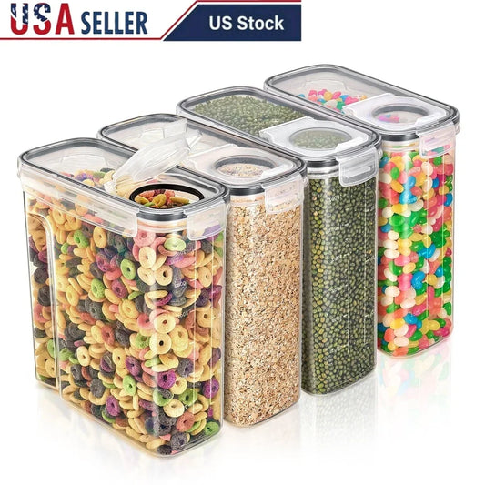 Cereal Dispenser Plastic Airtight Pour Spout Kitchen Pantry Organizer