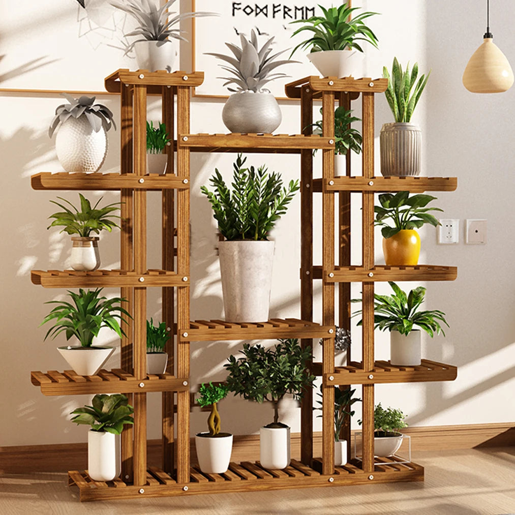 Hign-concerned Large 11-Tier Wooden Plant Stand Garden Shelf