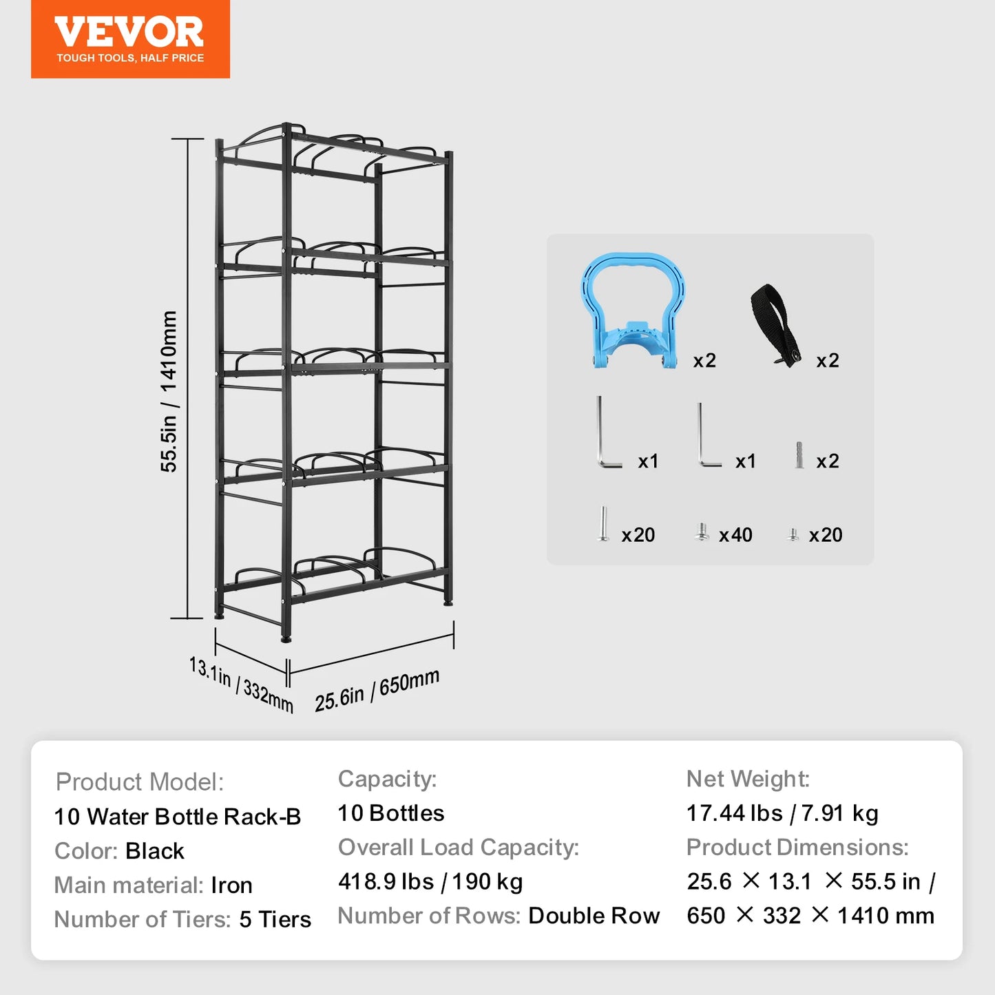 SucceBuy Water Bottle Holder 5-Tier Iron Rack For Kitchen