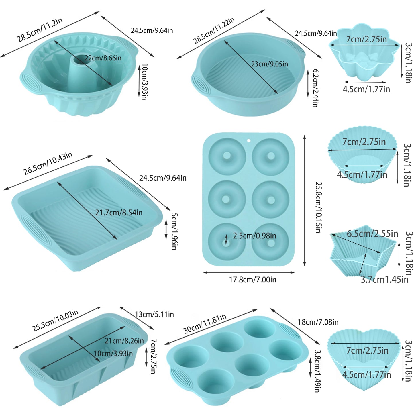 Cake Tools Silicone Baking Tools Set Non-Stick Molds