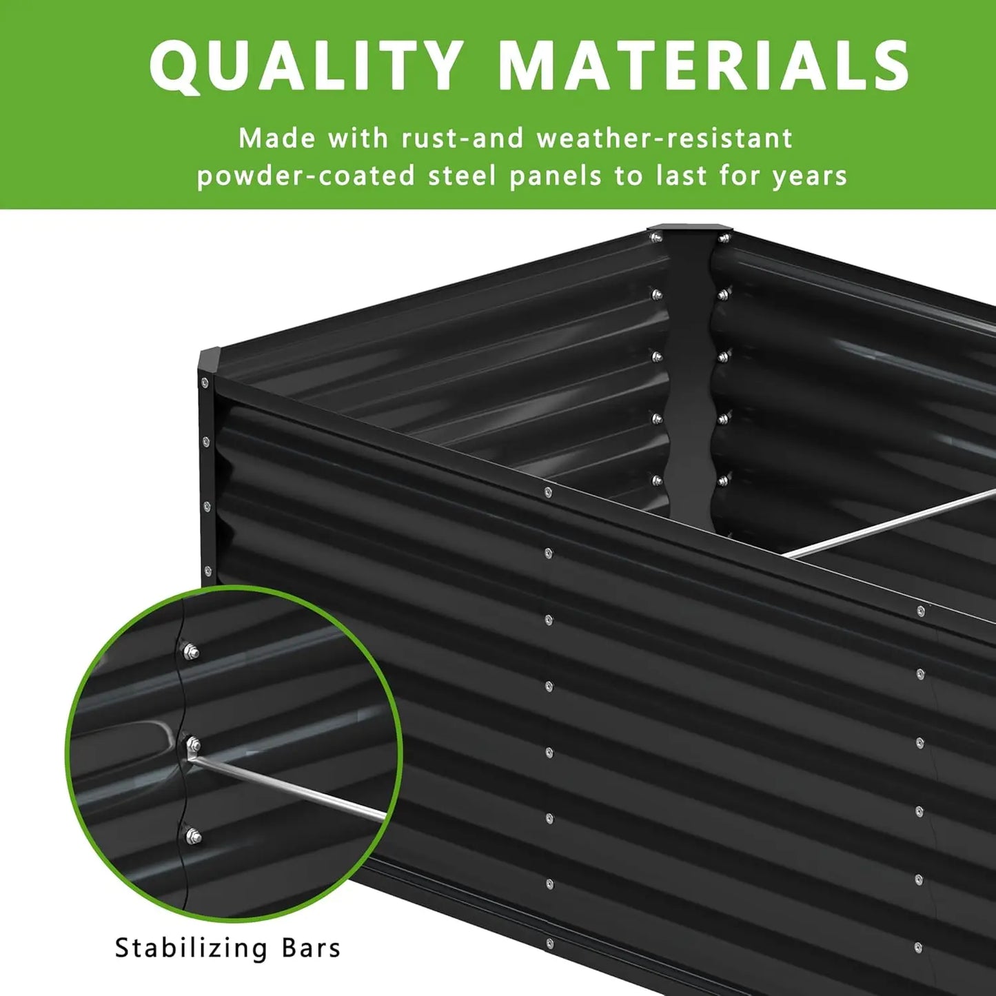 Raised Garden Beds Galvanized Metal Durable Outdoor Planter Boxes