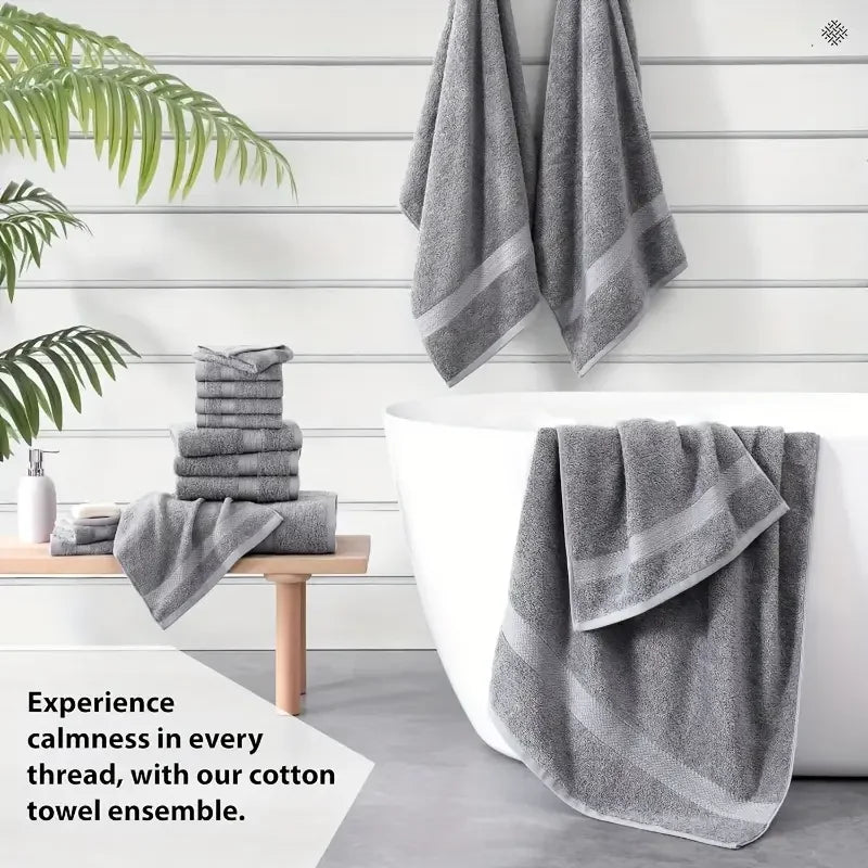 12pcs Grey Bath Towel Set, Super Soft Quick-Dry Highly Absorbent Bath Towels with Washcloths & Hand Towels for Shower Hotel Gym