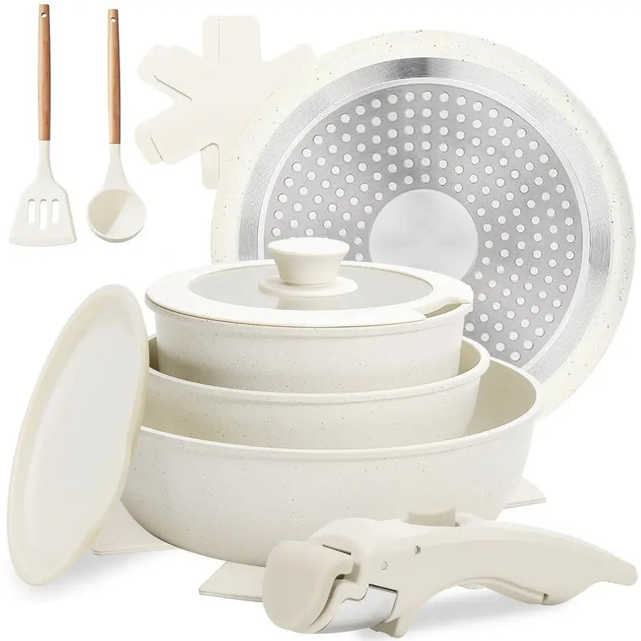 Pots And Pan Set Detachable Handles Durable Kitchen Cookware