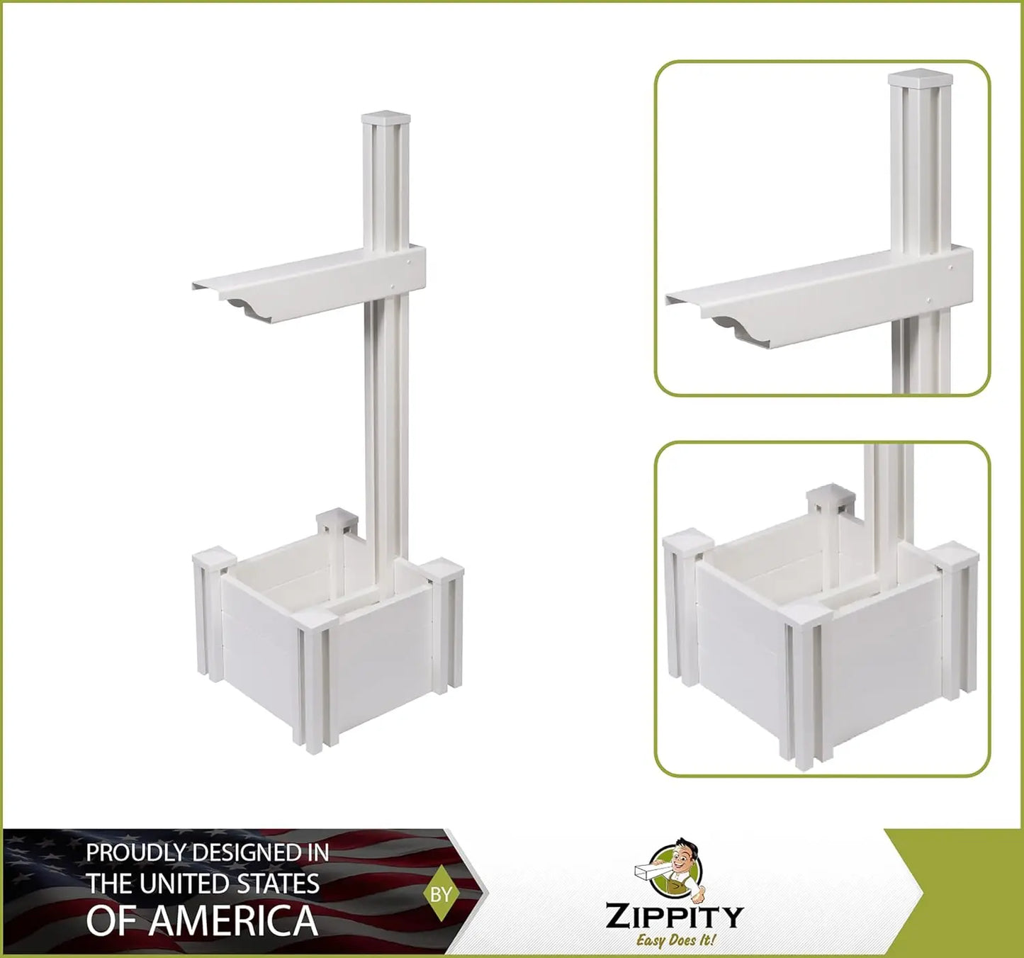 Mailbox Post With Planter Box For Exterior Outdoor Use