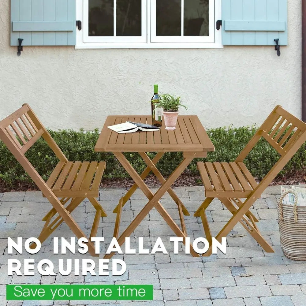 Patio Bistro Set With Acacia Wood Folding Design And Chairs
