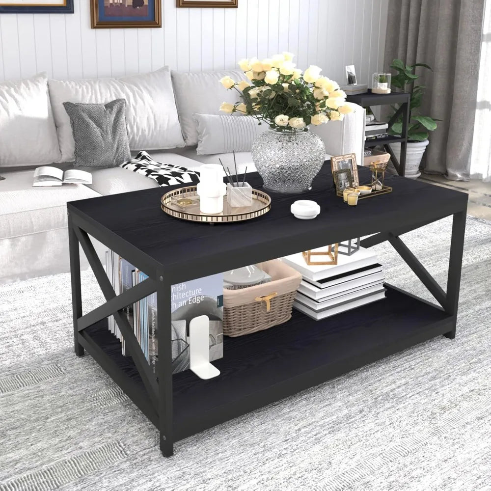 Coffee Table Set Industrial X-Design For Living Room