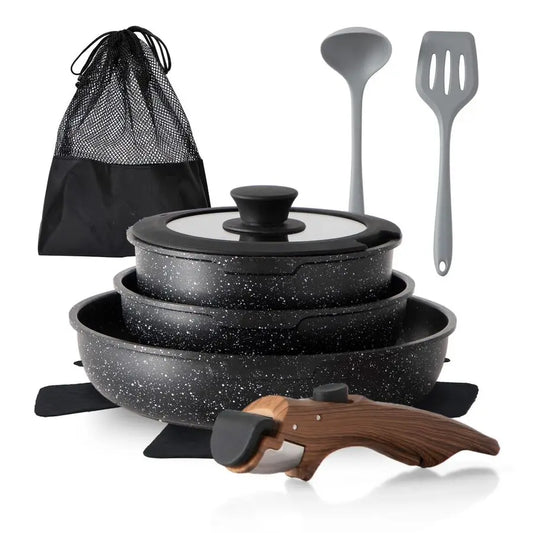 XMSJ Pots and Pans Set Nonstick with Detachable Handles