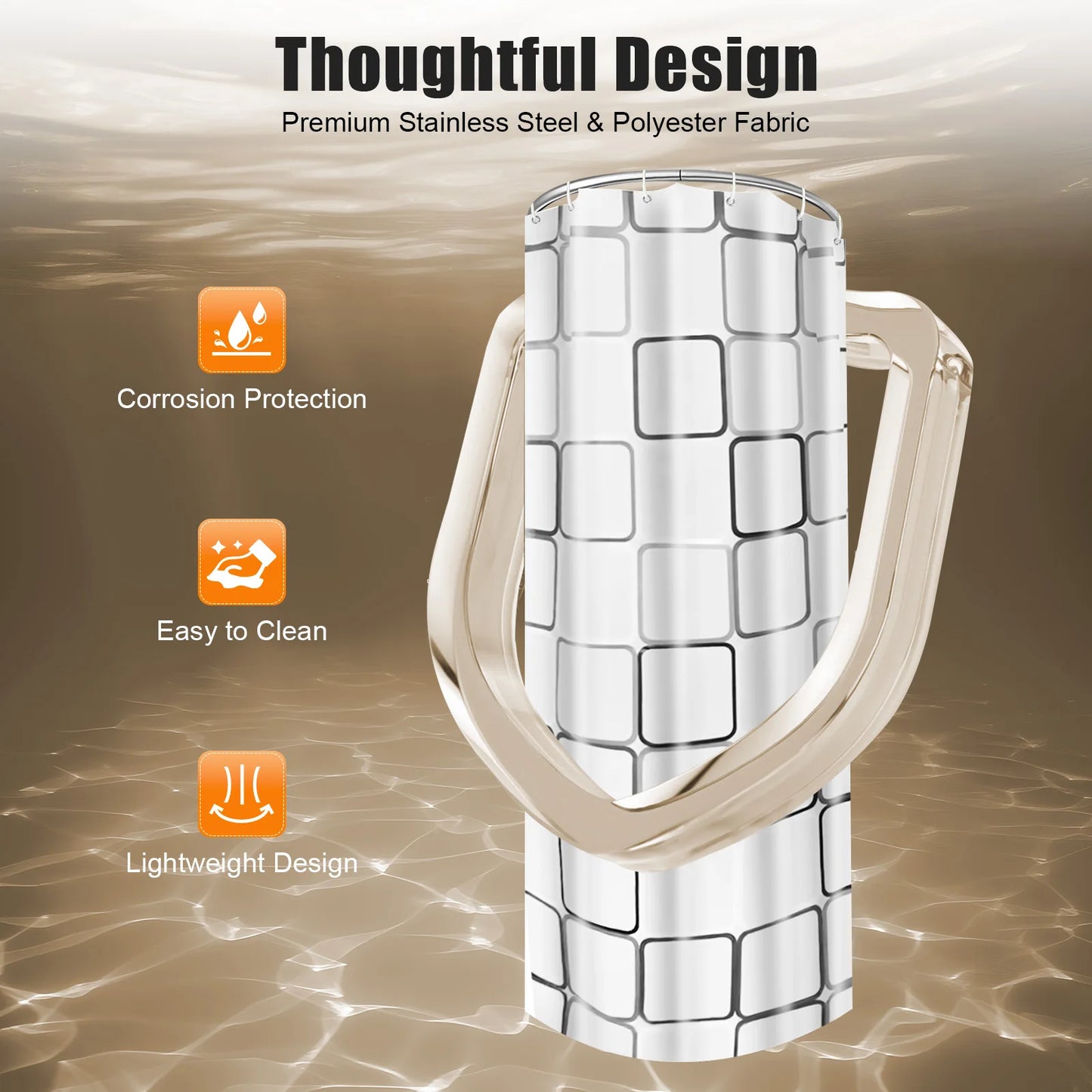 Stainless Steel U-Shaped Curved Shower Curtain Rod Set