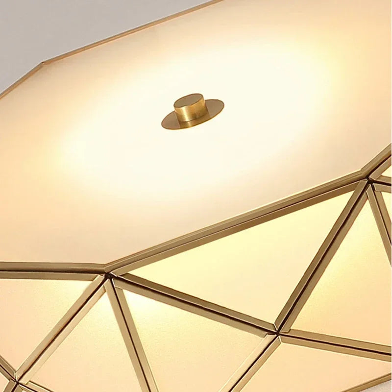 Enerlord LED Ceiling Light Real Brass Frosted Glass Foyer Lamp