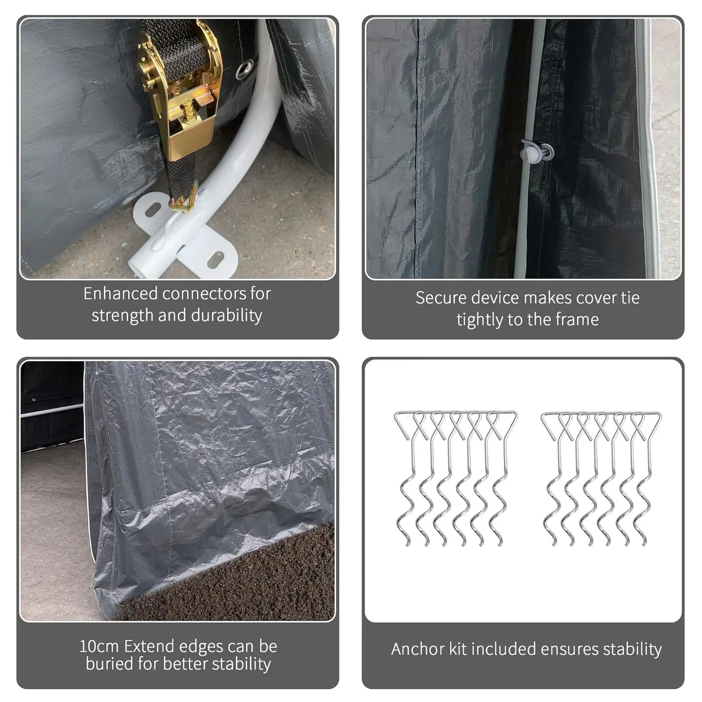 Carport With Anti-UV PE Cover For Outdoor Storage Solutions