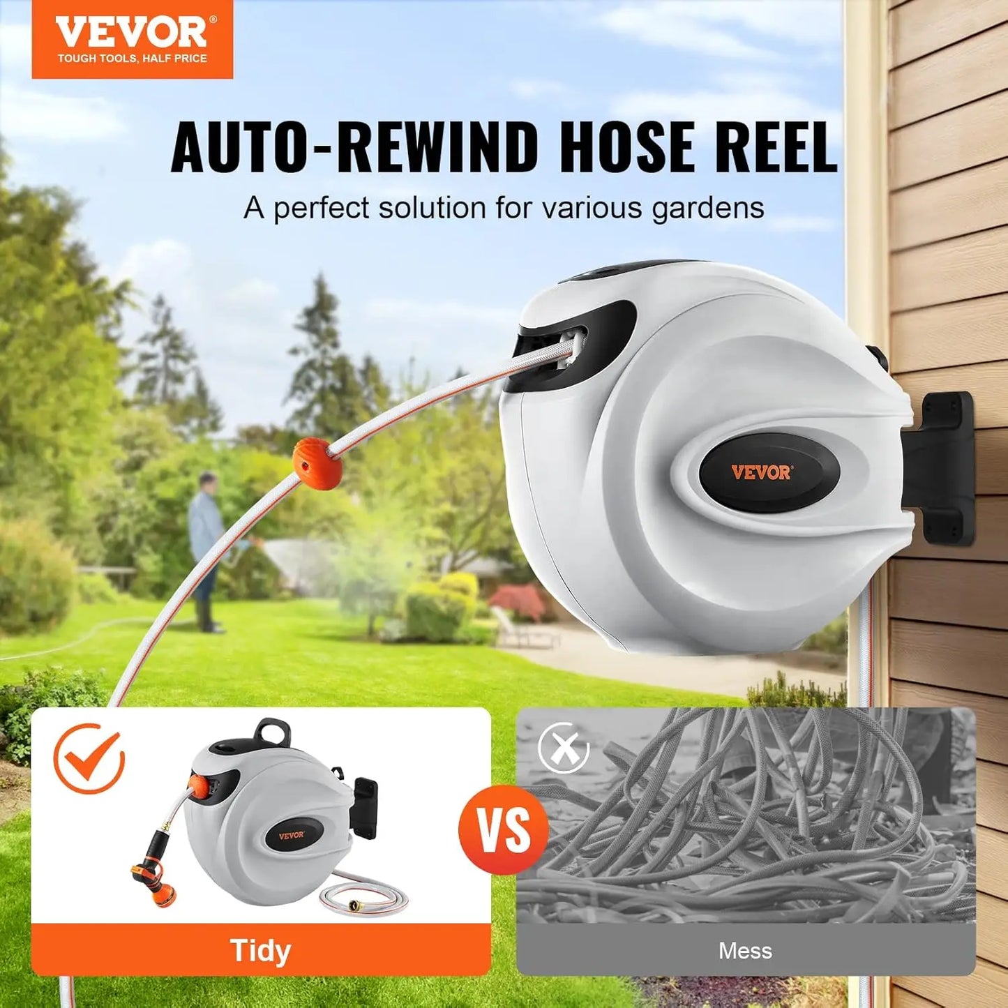 Retractable Hose Reel Automatic Rewind Garden Tool