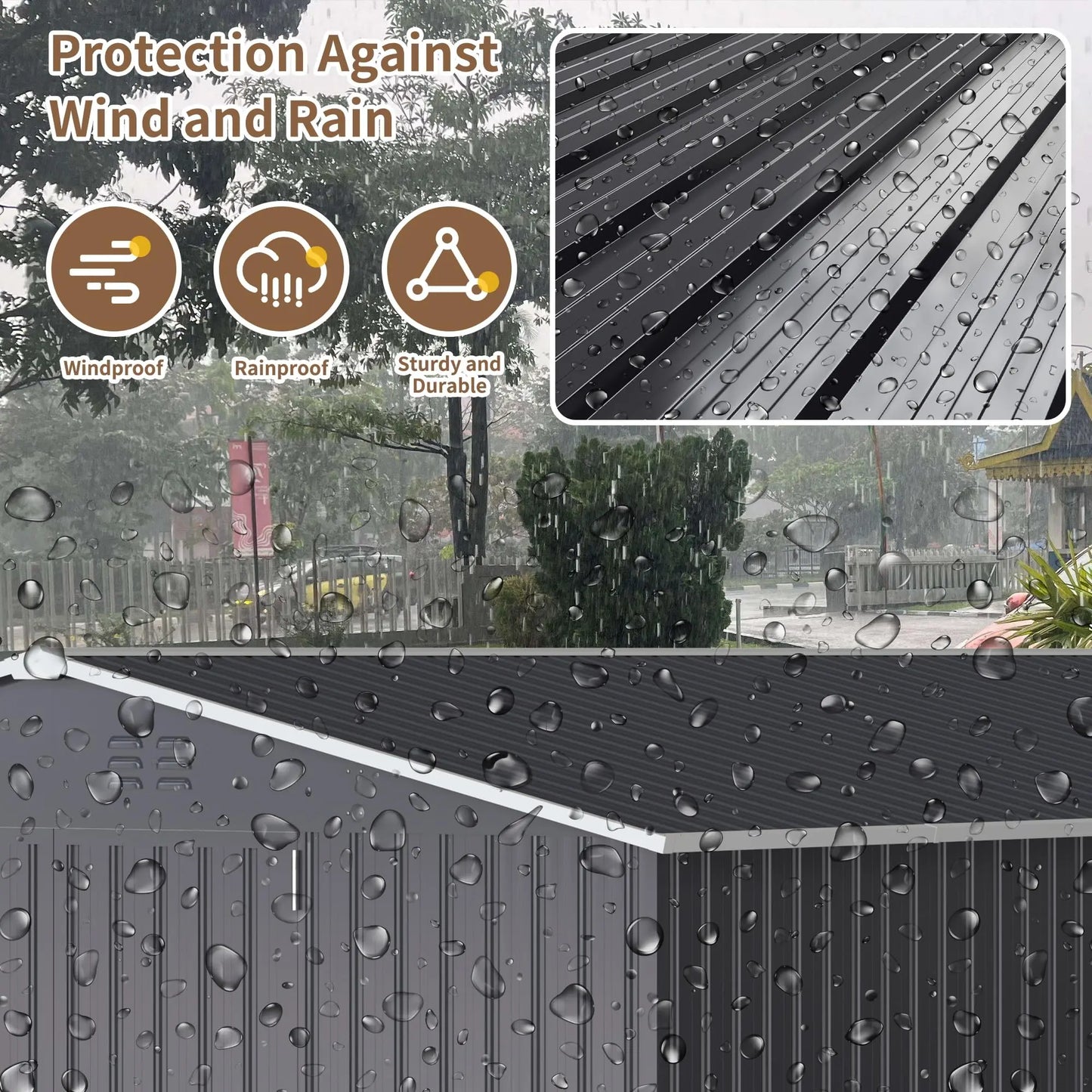 Polar Aurora Outdoor Metal Storage Shed Lockable Door