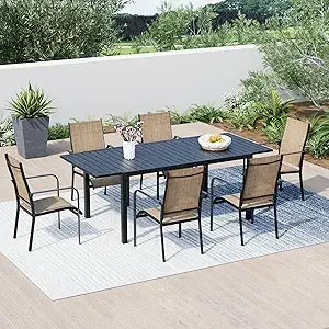 Outdoor Patio Dining Set with All-Weather Rattan and Wood Table Top