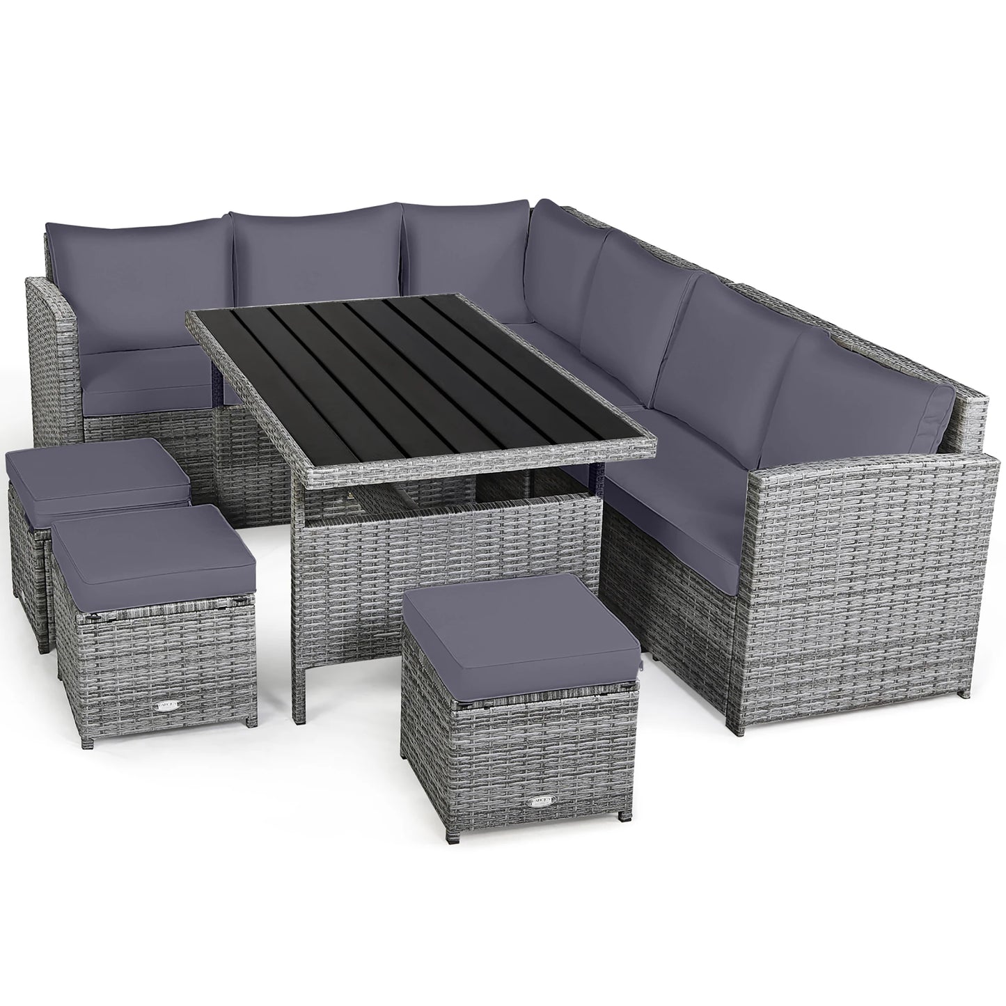 7 Piece Patio Rattan Sectional Sofa Set with Ottoman
