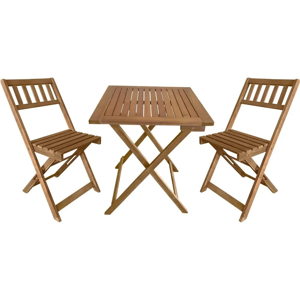 Patio Bistro Set With Acacia Wood Folding Design And Chairs