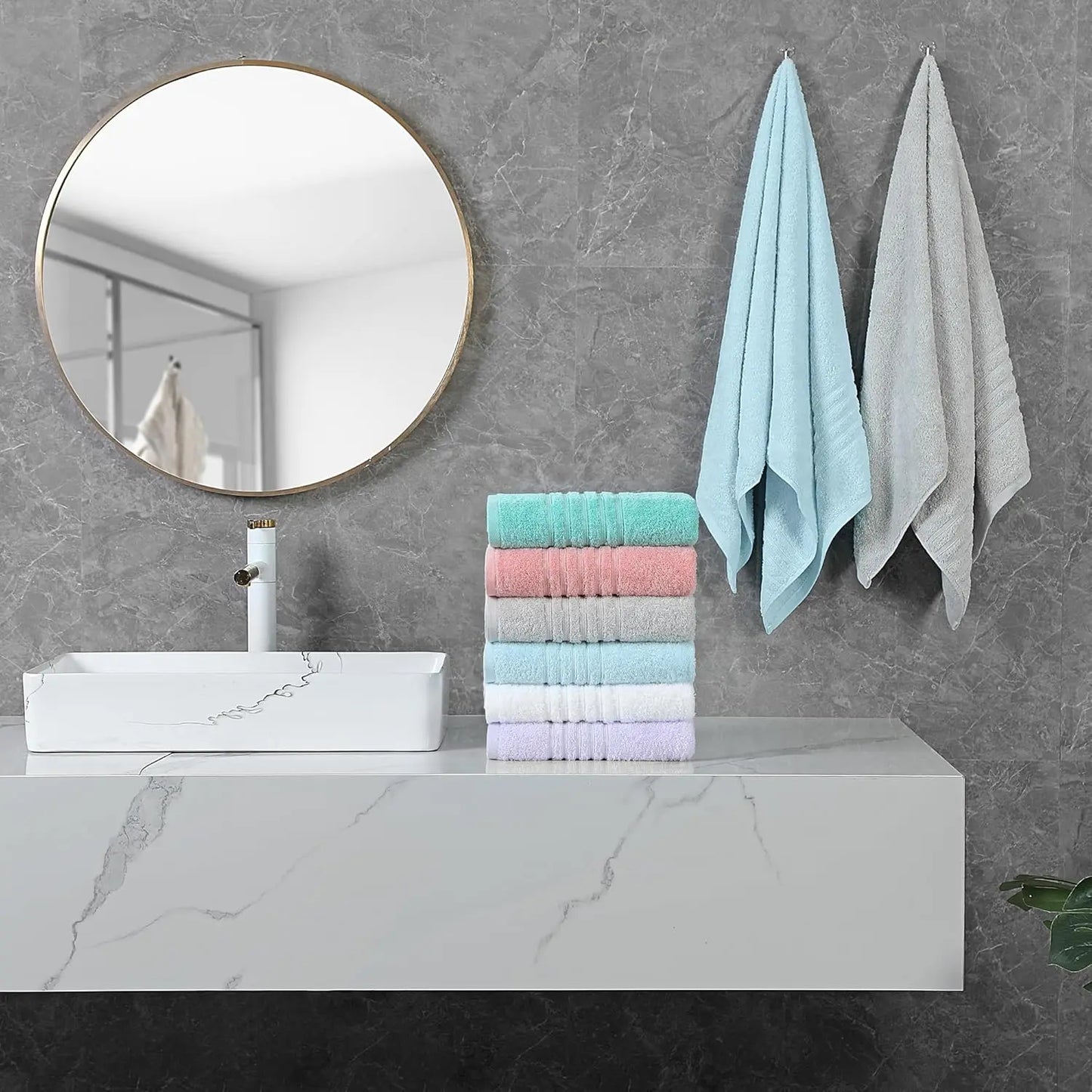 Bath Towels 100 Percent Cotton 6 Pack Ultra Absorbent