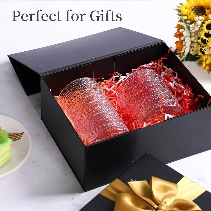 Hobnail Drinking Glasses Clear Embossed Set Of 12