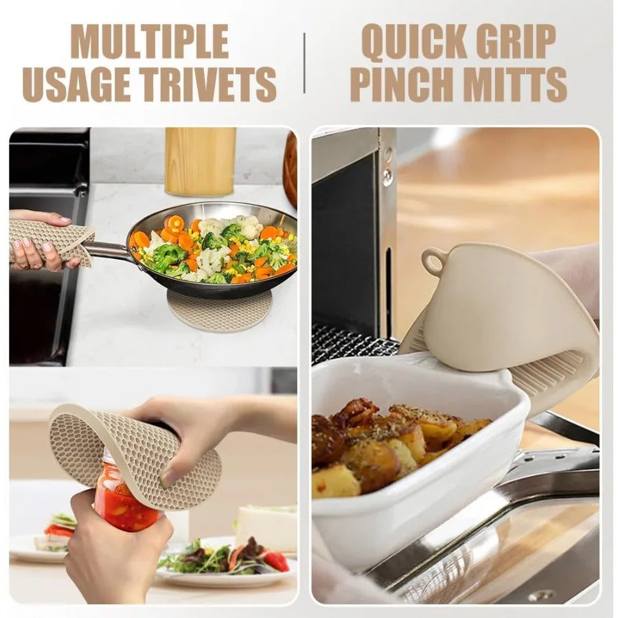 Craft Of Weaving Oven Mitts Set Silicone Heat Resistant