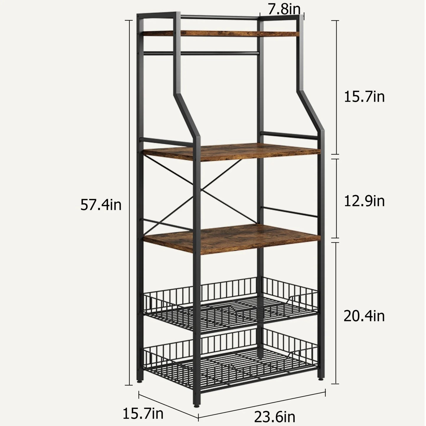 HiMISS Baker's Rack Industrial Microwave Stand Kitchen Storage
