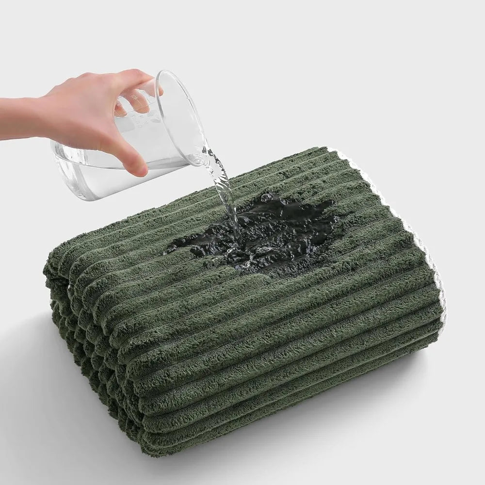 Bath Towel Set Striped Bamboo Fiber Towels Soft Absorbent