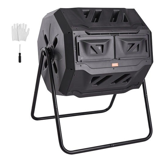 SucceBuy Compost Bin 18.5/37/43Gal Dual Chamber Composting Tumbler BPA FreeComposter Bin Tumbler for Garden Kitchen Yard Outdoor