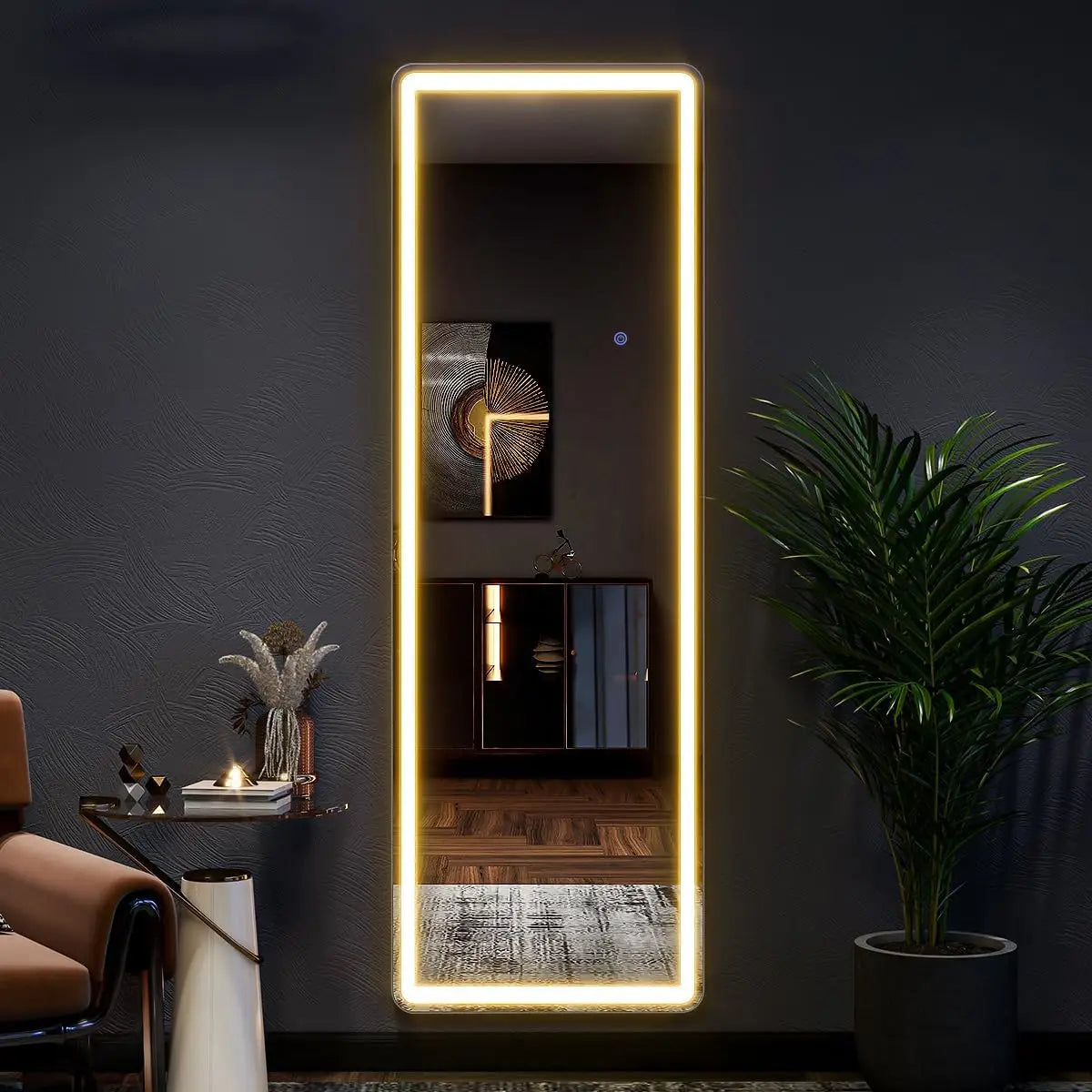 Koonmi Full Length Mirror With LED Lights And Stand