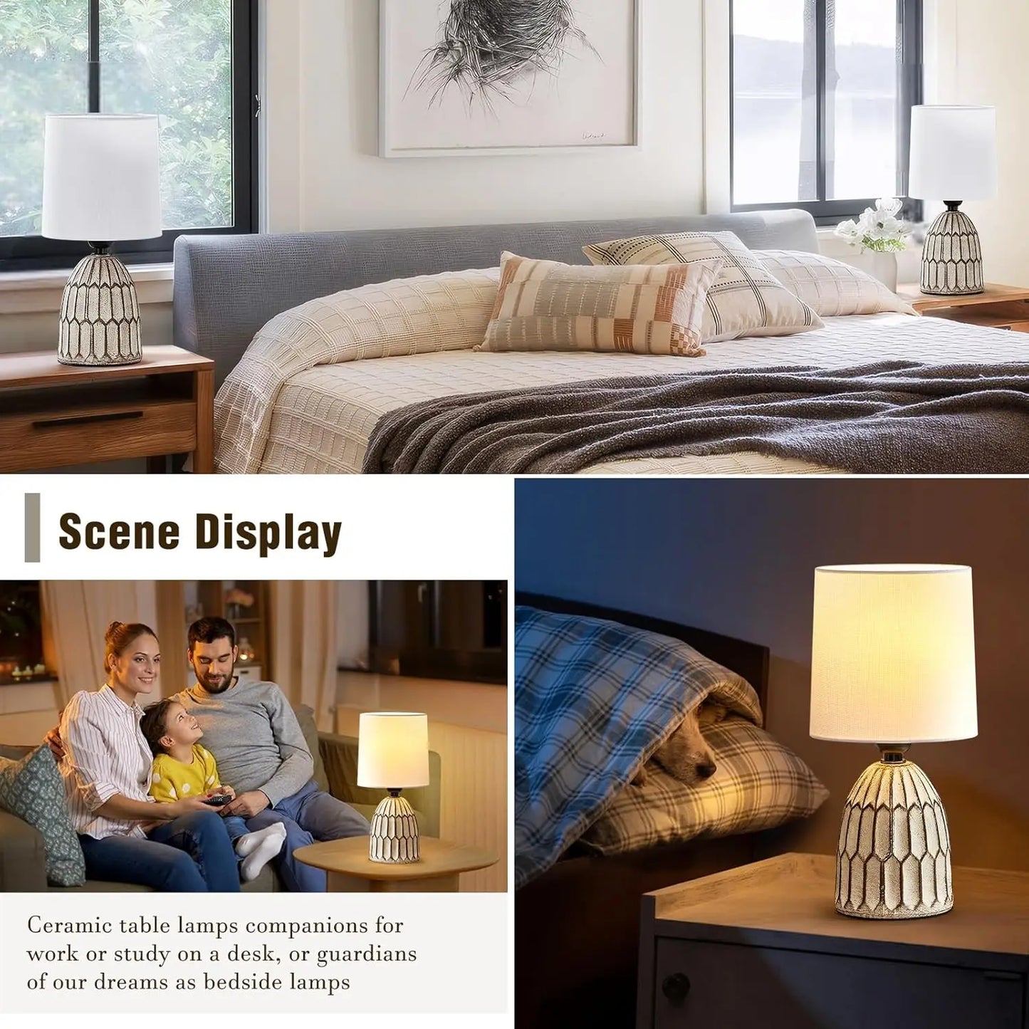 Table Lamps Farmhouse Ceramic Set 2 for Living Room