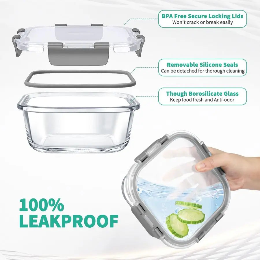 Glass Food Storage Containers With Airtight Lids Set