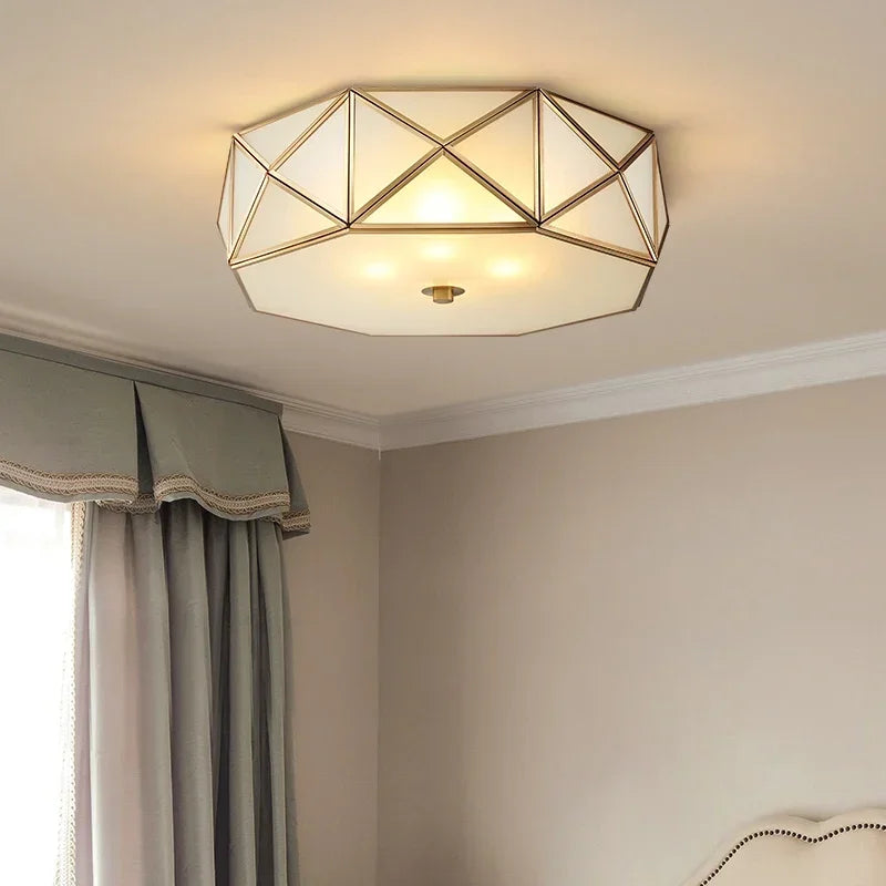 Enerlord LED Ceiling Light Real Brass Frosted Glass Foyer Lamp